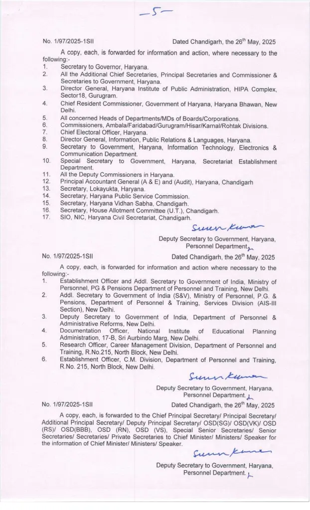 Haryana IAS HCS Transfers: हरियाणा में बड़ा प्रशासनिक फेरबदल, दो IAS और 39 HCS अफसरों के तबादले 6 Haryana IAS HCS Transfers 2025, Haryana Transfer List 2025, IAS Transfer Haryana, HCS Officer Transfer News, Haryana Administrative Reshuffle, हरियाणा अफसरों के तबादले, Haryana Sarkari Transfer List