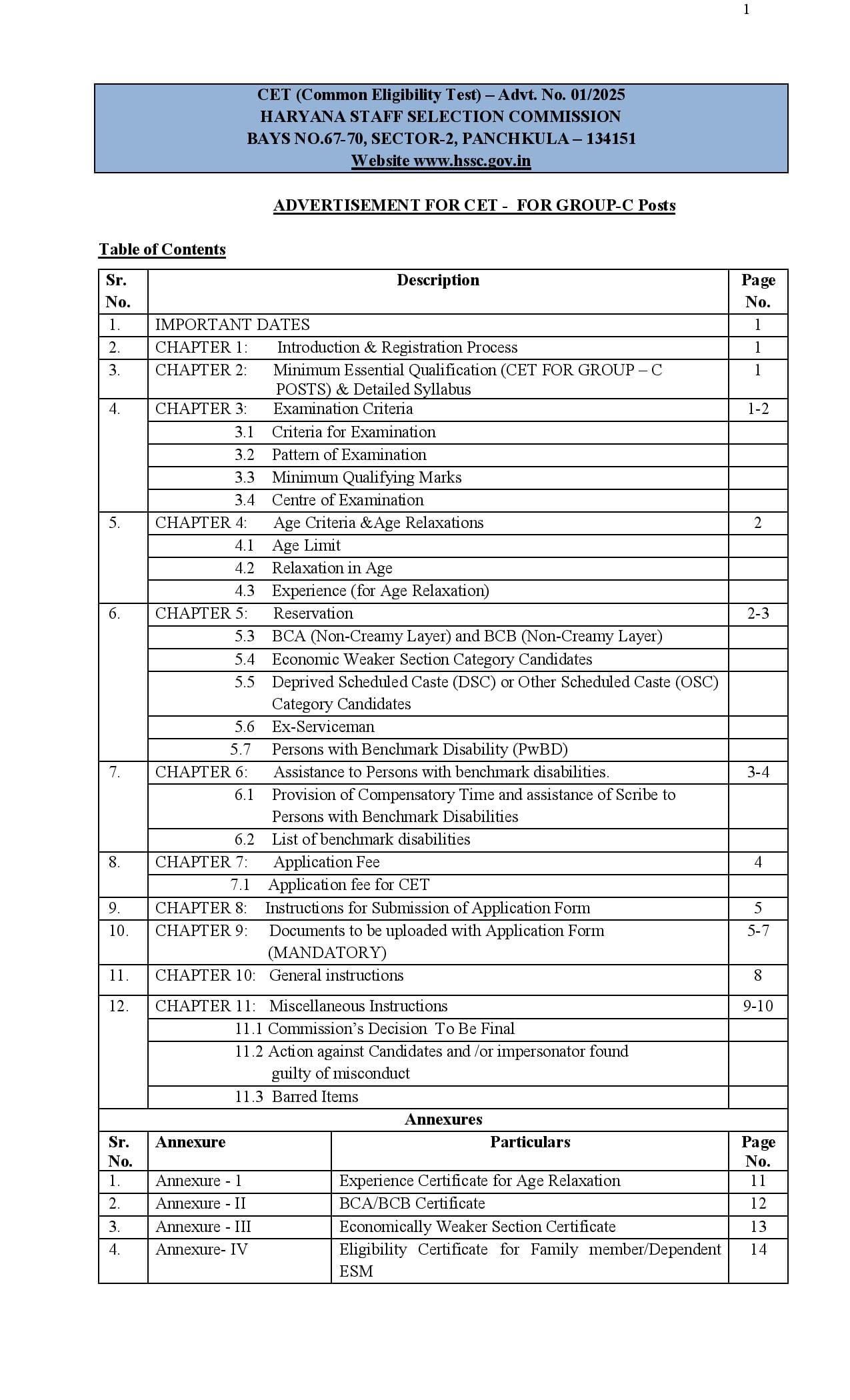 Haryana CET 2025 Notification