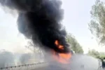 Fire breaks out in a container filled with tires near Beed located on Hansi Road 696x392.webp